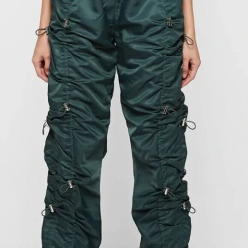 NEW Maniere De Voir Nylon Bunched BUNGEE JUMPING Cargo Pants SIZE 6 HUNTER GREEN